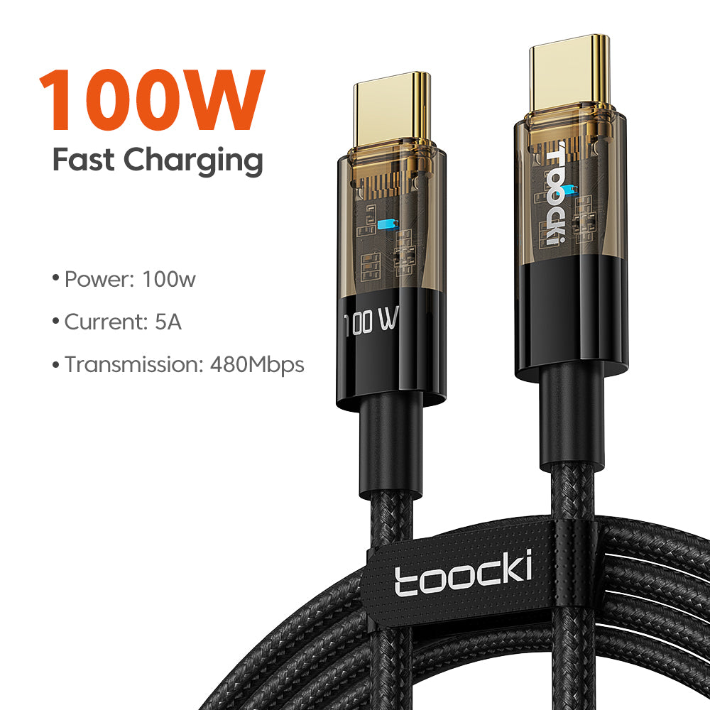 TOOCKI TQ-X06C2 Type-C to Type-C Cable, 2m 100W Charging Data Cable TOOCKI TQ-X06C2 Type-C to Type-C Cable, 2m 100W Charging Data Cable